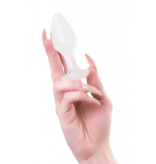 Белая акриловая анальная втулка - 9,5 см.