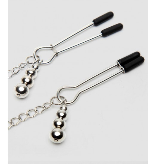 Атласный ошейник с зажимами для сосков Play Nice