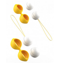Бело-желтые вагинальные шарики Bfit Classic