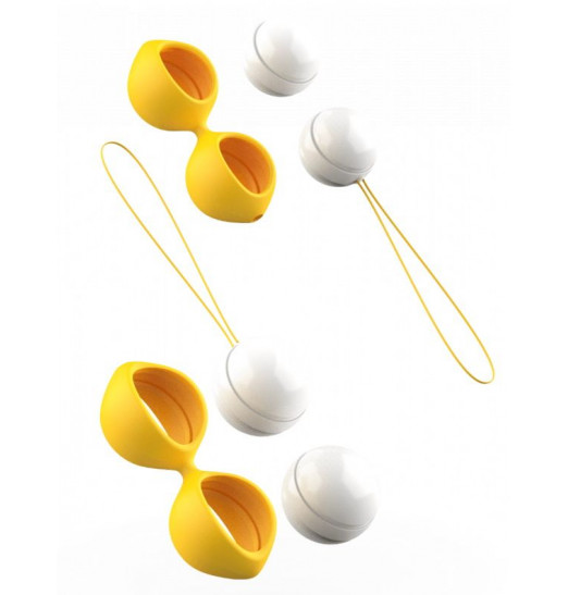 Бело-желтые вагинальные шарики Bfit Classic Бело-желтые вагинальные шарики Bfit Classic