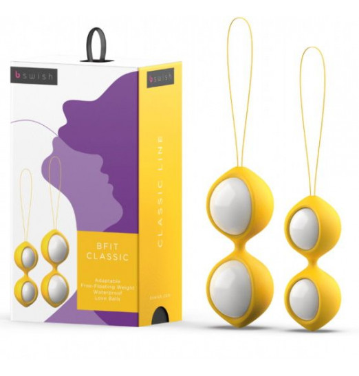Бело-желтые вагинальные шарики Bfit Classic Бело-желтые вагинальные шарики Bfit Classic