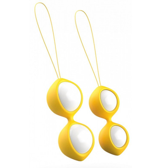 Бело-желтые вагинальные шарики Bfit Classic Бело-желтые вагинальные шарики Bfit Classic