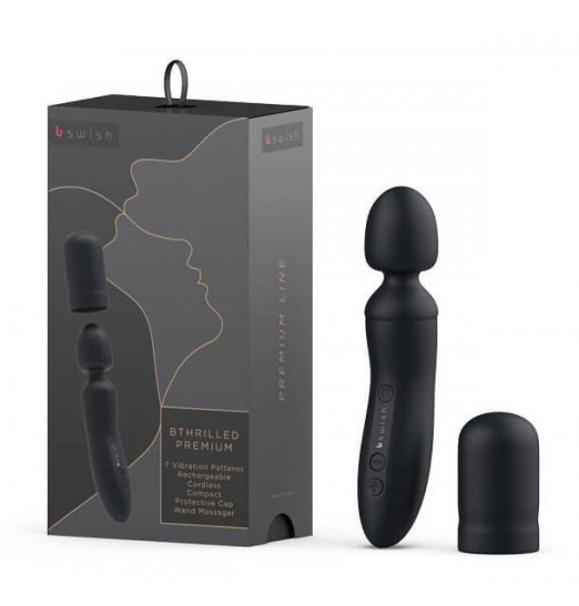 Черный клиторальный стимулятор Bthrilled Premium - 21 см.