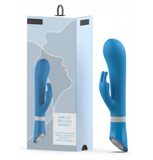 Голубой вибратор-кролик Bwild Deluxe Bunny - 19,3 см.