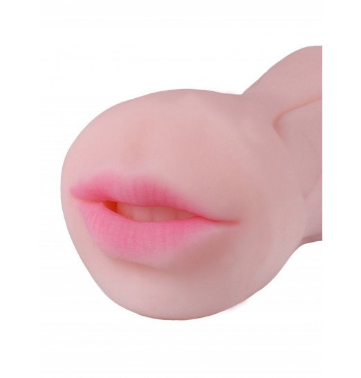 Телесный двусторонний мастурбатор STROKER - вагина и ротик