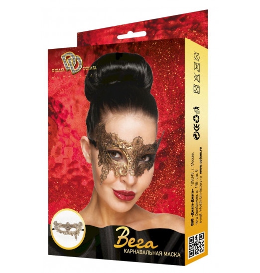 Золотистая карнавальная маска  Вега