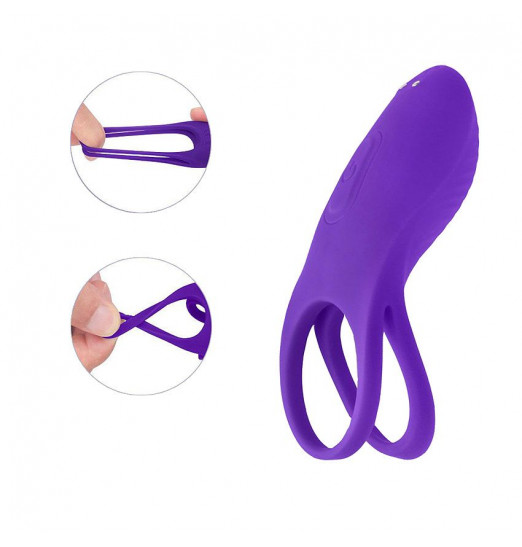 Фиолетовое эрекционное виброкольцо на пенис с пультом