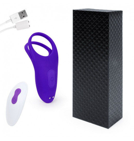 Фиолетовое эрекционное виброкольцо на пенис с пультом