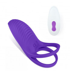 Фиолетовое эрекционное виброкольцо на пенис с пультом