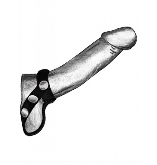 Черный бандаж на пенис и мошонку на кнопках