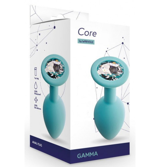 Аквамариновая анальная пробка с прозрачным кристаллом Gamma L - 9,4 см. Аквамариновая анальная пробка с прозрачным кристаллом Gamma L - 9,4 см.