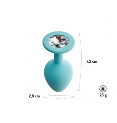 Аквамариновая анальная пробка с прозрачным кристаллом Gamma S - 7,2 см.