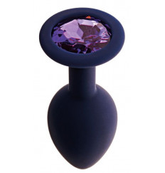 Черничная анальная пробка с фиолетовым кристаллом Gamma L - 9,4 см.