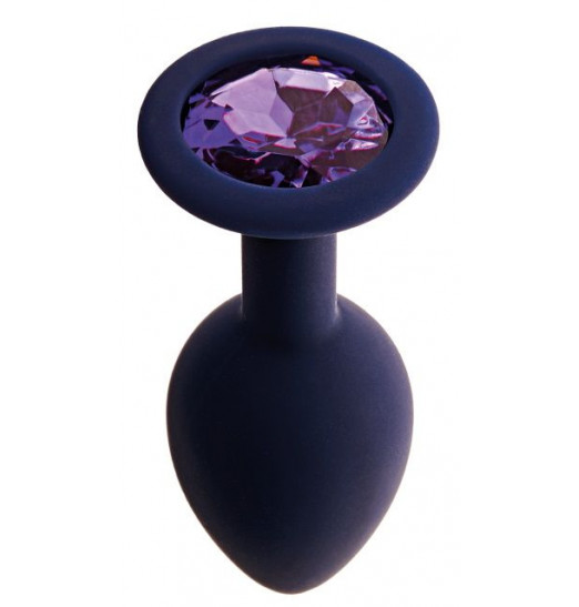 Черничная анальная пробка с фиолетовым кристаллом Gamma M - 8,1 см.