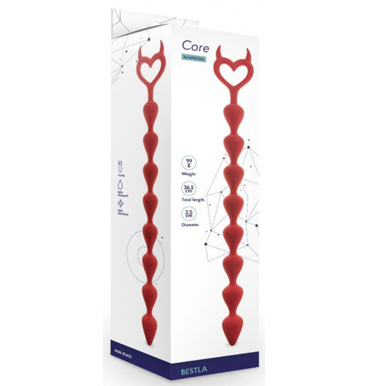 Бордовая анальная цепочка Bestla - 36,5 см.
