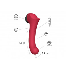 Бордовый вакуумный вибростимулятор с нагреваемой ручкой Halo 2 - 22,5 см.