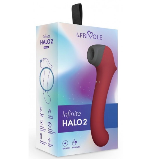 Бордовый вакуумный вибростимулятор с нагреваемой ручкой Halo 2 - 22,5 см.