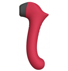 Бордовый вакуумный вибростимулятор с нагреваемой ручкой Halo 2 - 22,5 см.