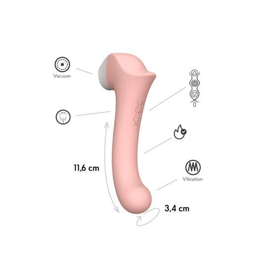 Персиковый вакуумный вибростимулятор с нагреваемой ручкой Halo 2 - 22,5 см.