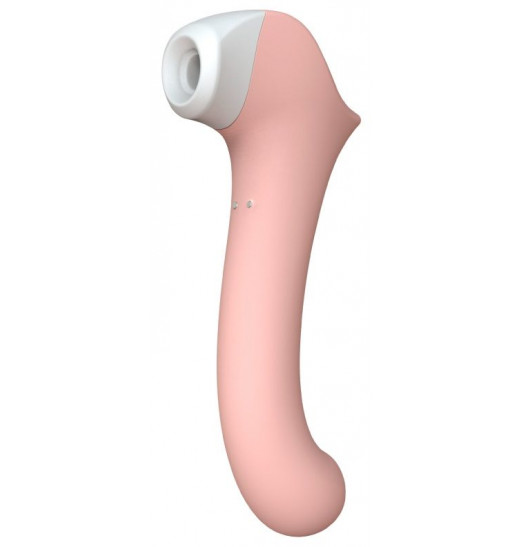 Персиковый вакуумный вибростимулятор с нагреваемой ручкой Halo 2 - 22,5 см.