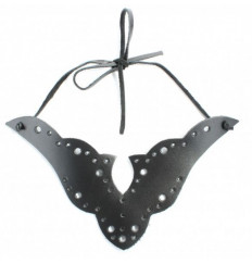 Черный резной чокер из натуральной кожи