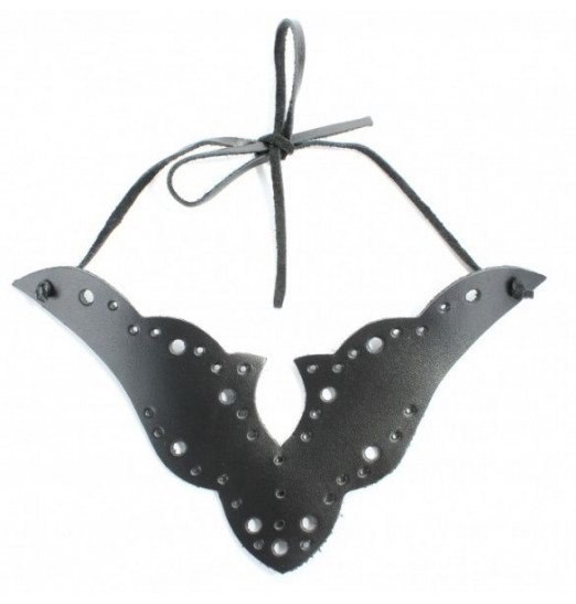 Черный резной чокер из натуральной кожи Черный резной чокер из натуральной кожи