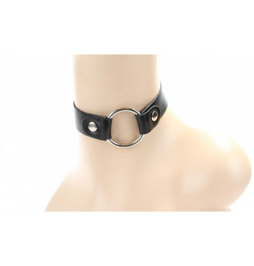 Классический гладкий чокер с кольцом