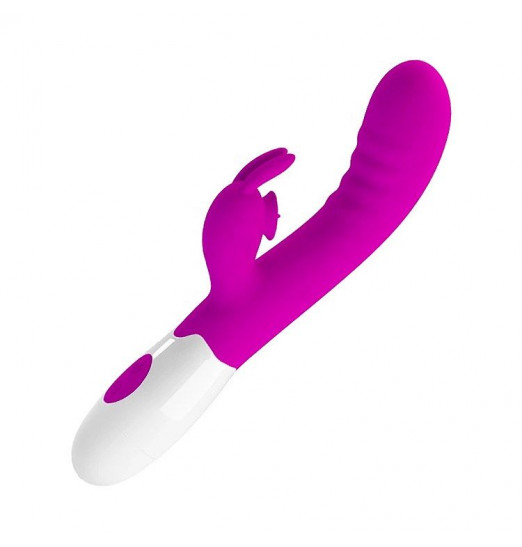 Лиловый вибромассажёр-кролик Cerberus - 21 см.
