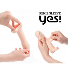 Телесная насадка-удлинитель со вставкой размера M - 15 см.