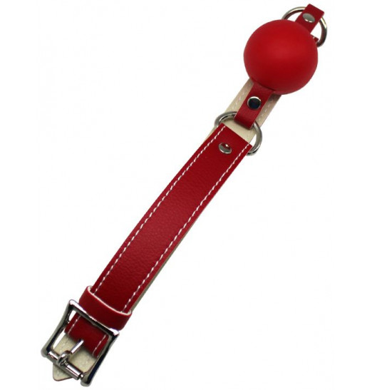 Красный силиконовый кляп-шарик с фиксацией и замочком