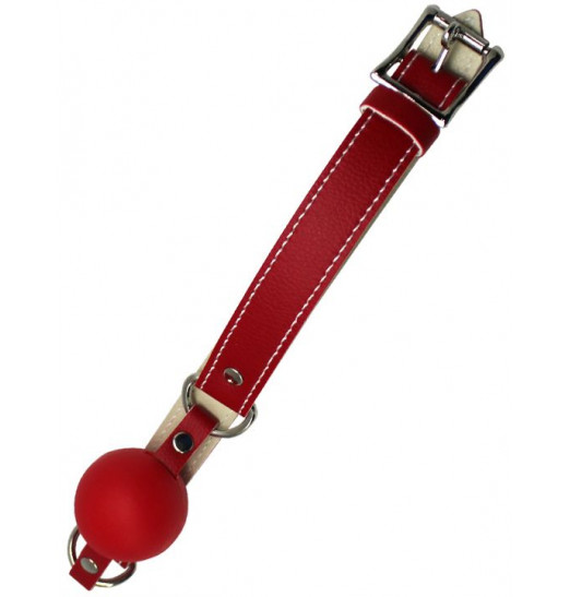 Красный силиконовый кляп-шарик с фиксацией и замочком