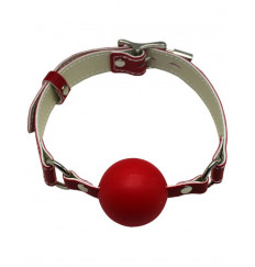 Красный силиконовый кляп-шарик с фиксацией и замочком