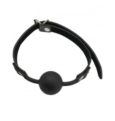 Черный силиконовый кляп-шарик с фиксацией