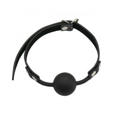 Черный силиконовый кляп-шарик с фиксацией