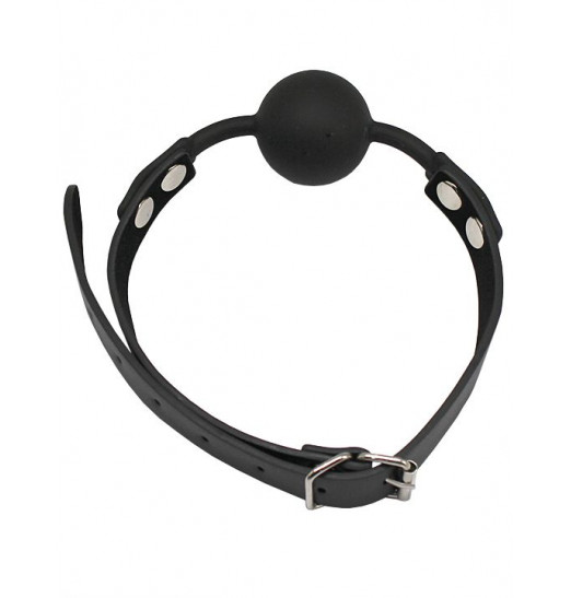 Черный силиконовый кляп-шарик с фиксацией