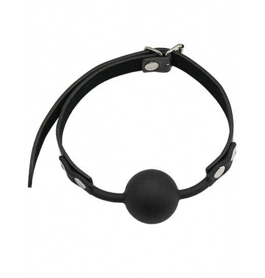 Черный силиконовый кляп-шарик с фиксацией