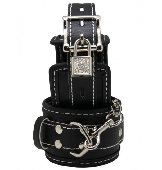 Черные регулируемые наручники с подкладом на карабинах