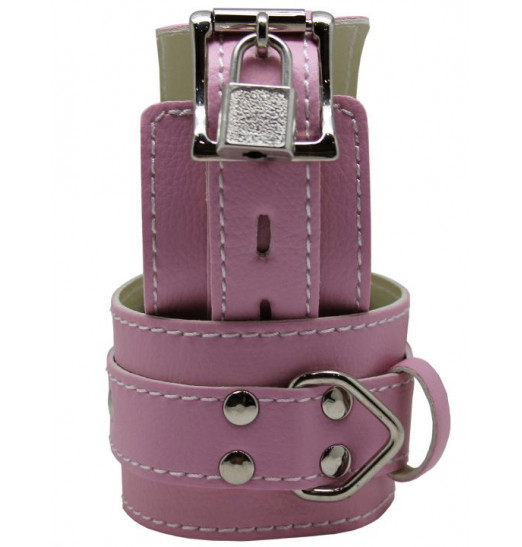 Розовые регулируемые наручники с фиксацией на карабинах