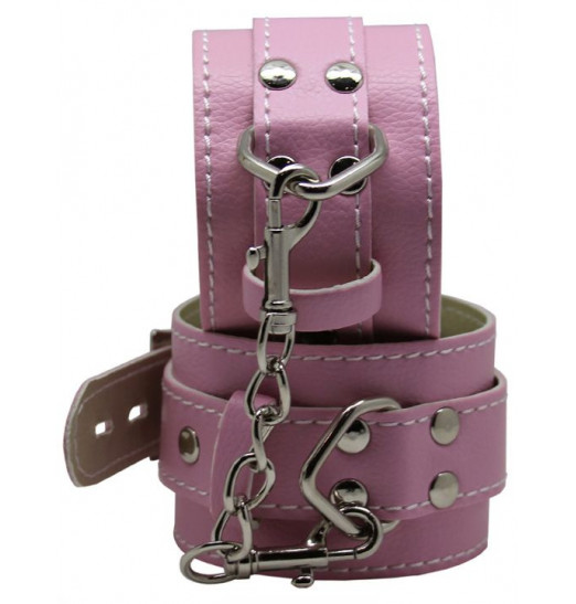 Розовые регулируемые наручники с фиксацией на карабинах
