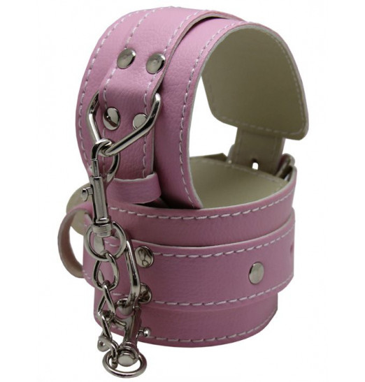Розовые регулируемые наручники с фиксацией на карабинах