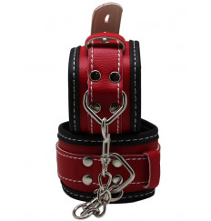 Красно-черные регулируемые наручники с фиксацией на карабинах