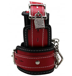 Красно-черные регулируемые наручники с фиксацией на карабинах