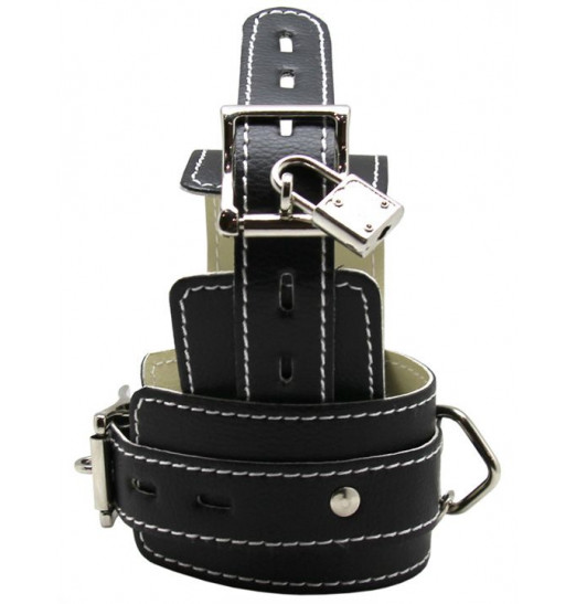 Черные регулируемые наручники с фиксацией на карабинах