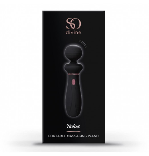 Черный вибратор So Divine Relax Portable Massage Wand - 24 см.