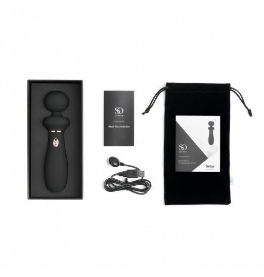 Черный вибратор So Divine Relax Portable Massage Wand - 24 см.