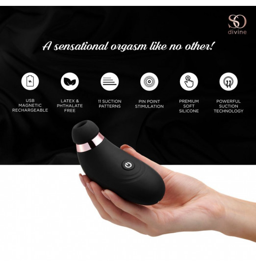 Черный вакуумный стимулятор So Divine Irresistible Clitoral Suction Черный вакуумный стимулятор So Divine Irresistible Clitoral Suction
