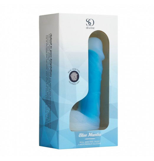 Голубой фаллоимитатор-реалистик So Divine Blue Mamba Dildo - 19 см.