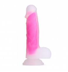 Ярко-розовый фаллоимитатор-реалистик So Divine Glorious Real skin feel pink dildo - 19 см.