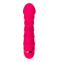 Розовый рельефный вибромассажер - 16 см.