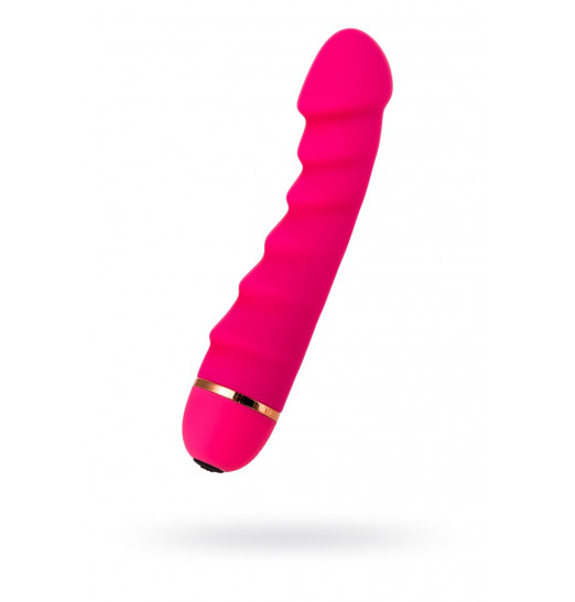 Розовый рельефный вибромассажер - 16 см.